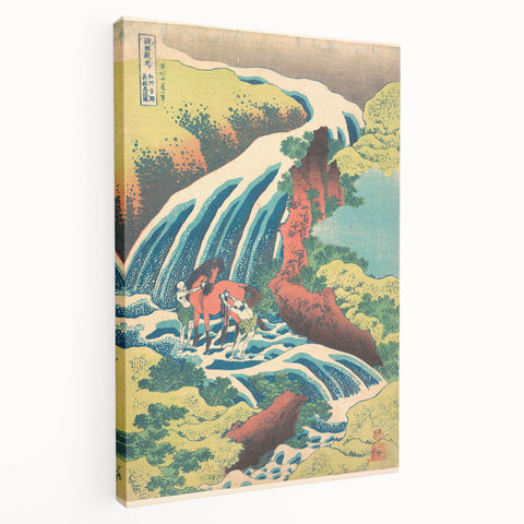 Vintage Japanese Travel Poster - Waterfall and Horse | Retro Art