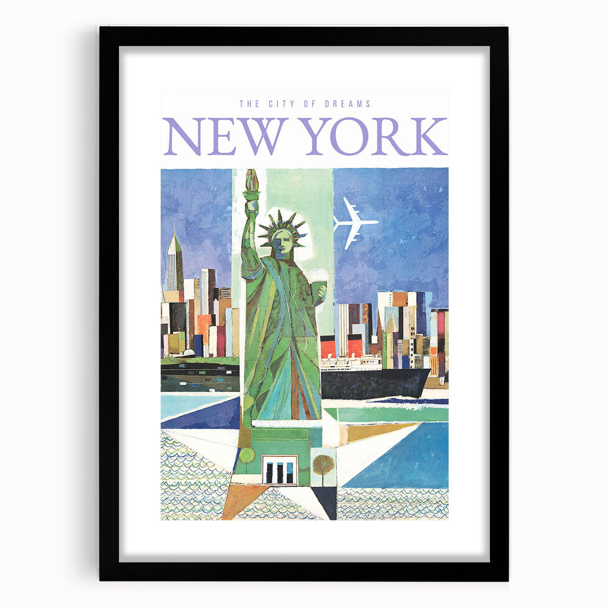Vintage New York Travel Poster | Statue of Liberty & Cityscape Art