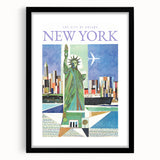 Vintage New York Travel Poster | Statue of Liberty & Cityscape Art