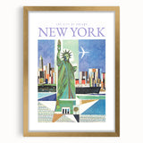 Vintage New York Travel Poster | Statue of Liberty & Cityscape Art