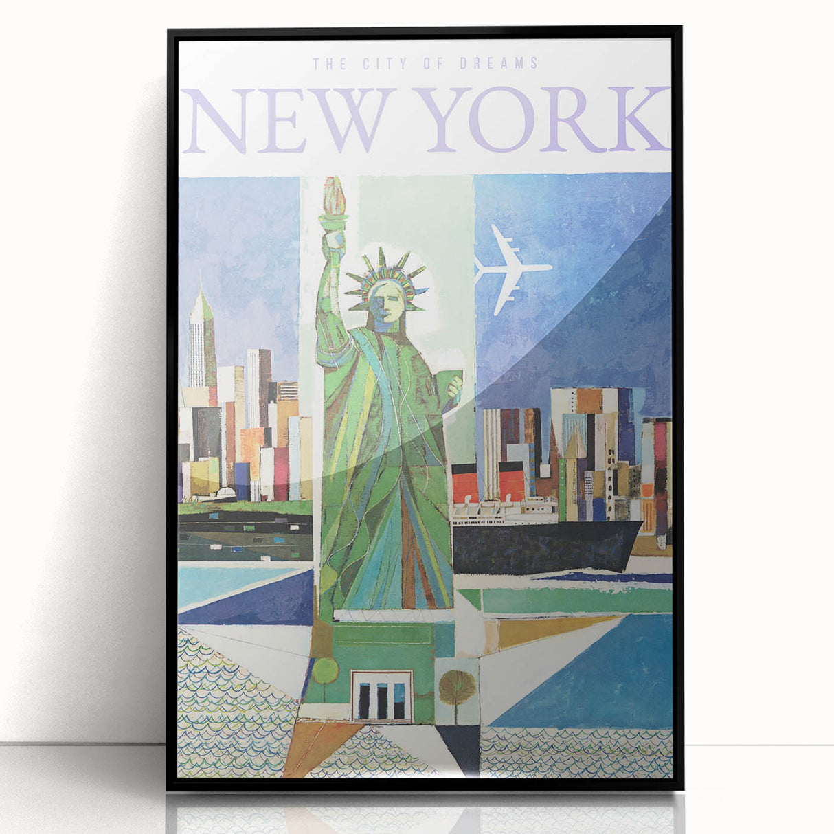 Vintage New York Travel Poster | Statue of Liberty & Cityscape Art