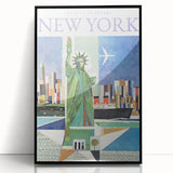 Vintage New York Travel Poster | Statue of Liberty & Cityscape Art