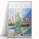 Vintage New York Travel Poster | Statue of Liberty & Cityscape Art