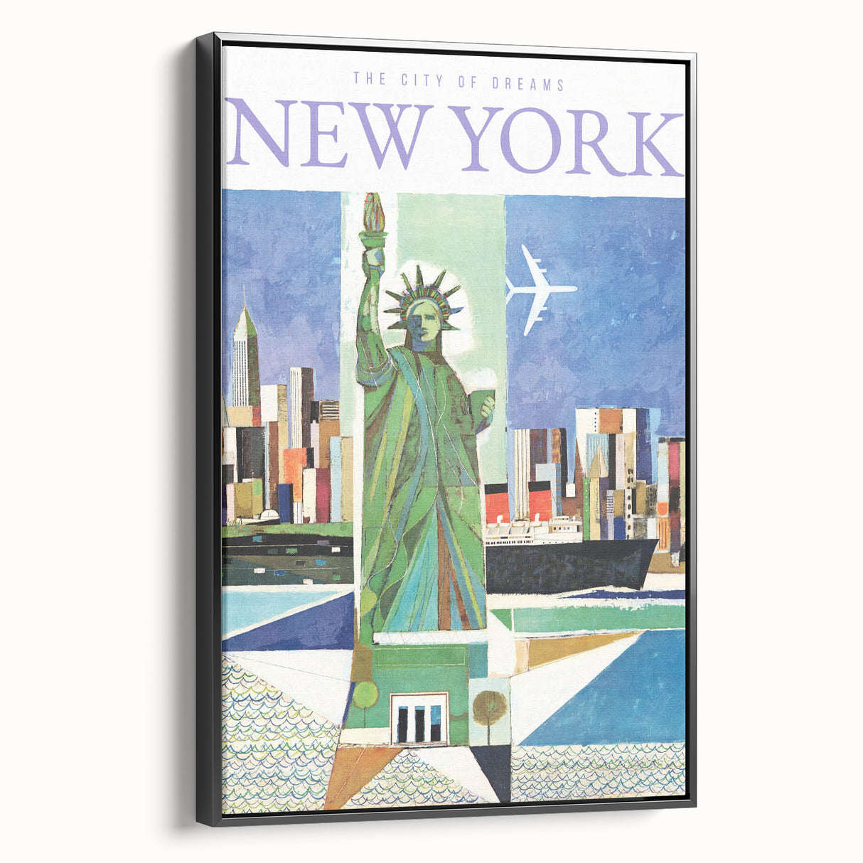Vintage New York Travel Poster | Statue of Liberty & Cityscape Art