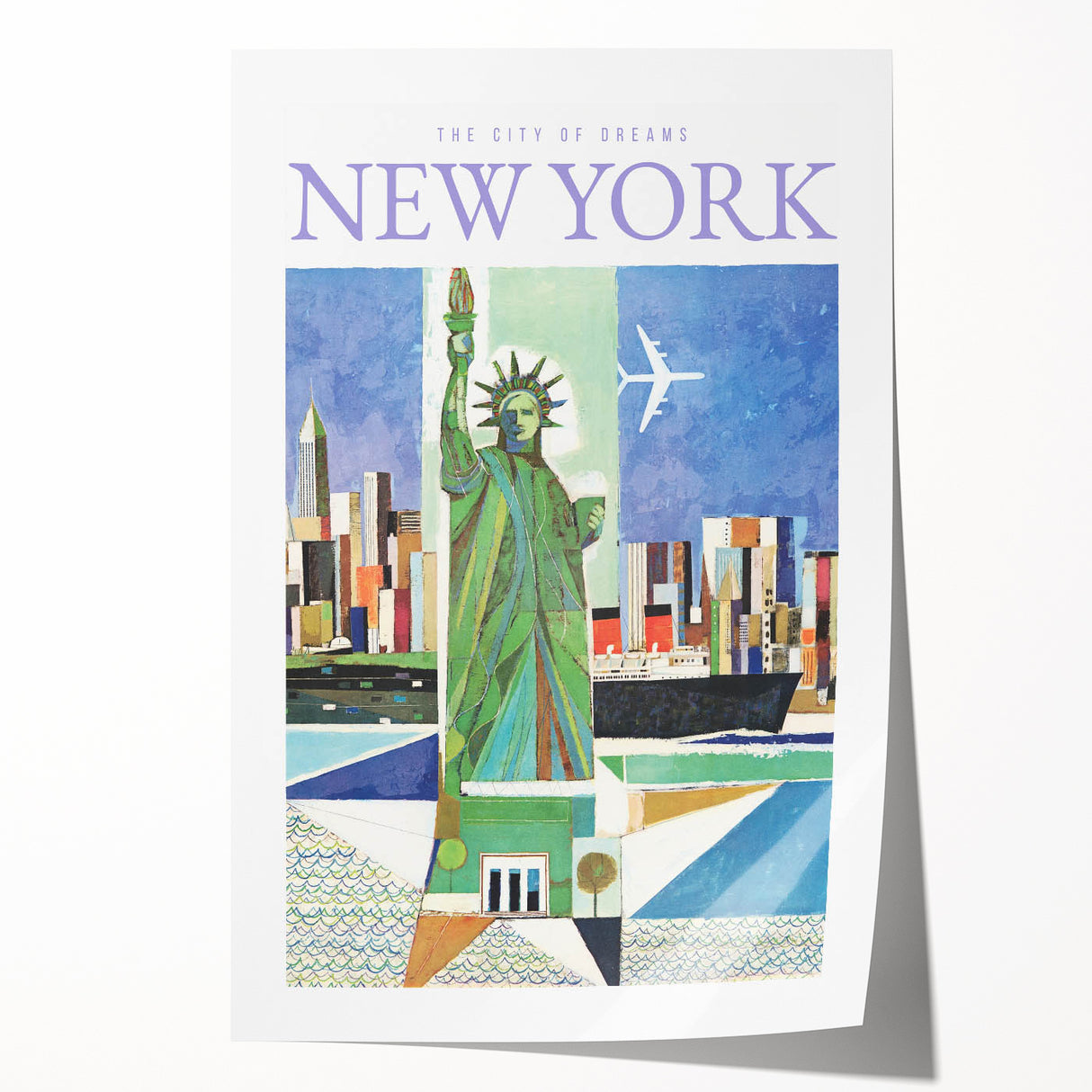 Vintage New York Travel Poster | Statue of Liberty & Cityscape Art