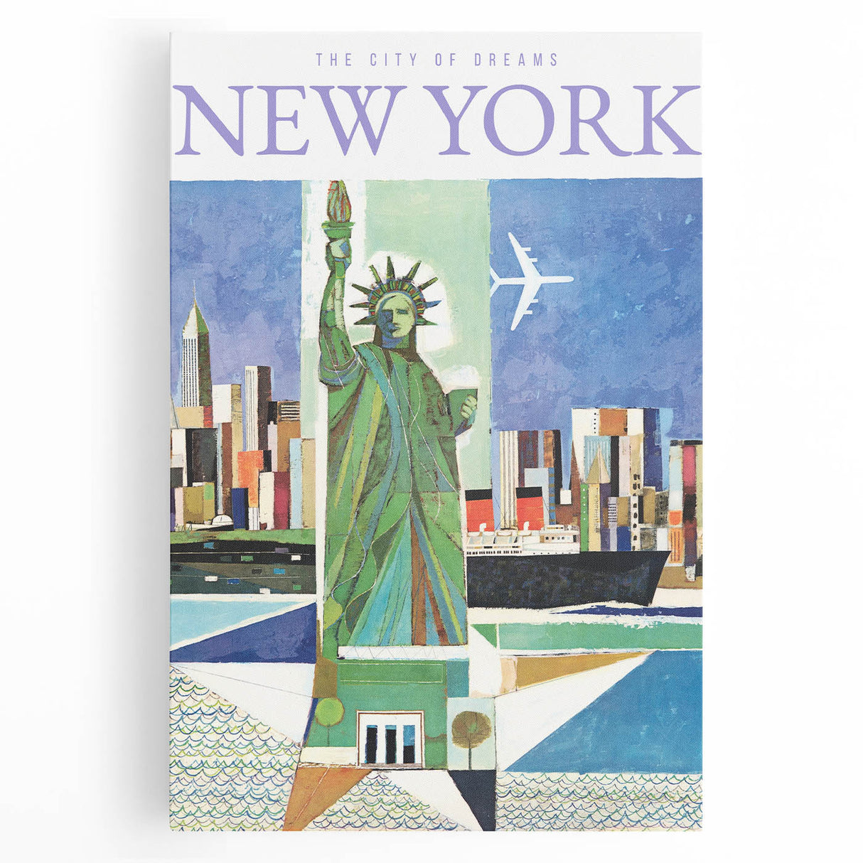 Vintage New York Travel Poster | Statue of Liberty & Cityscape Art