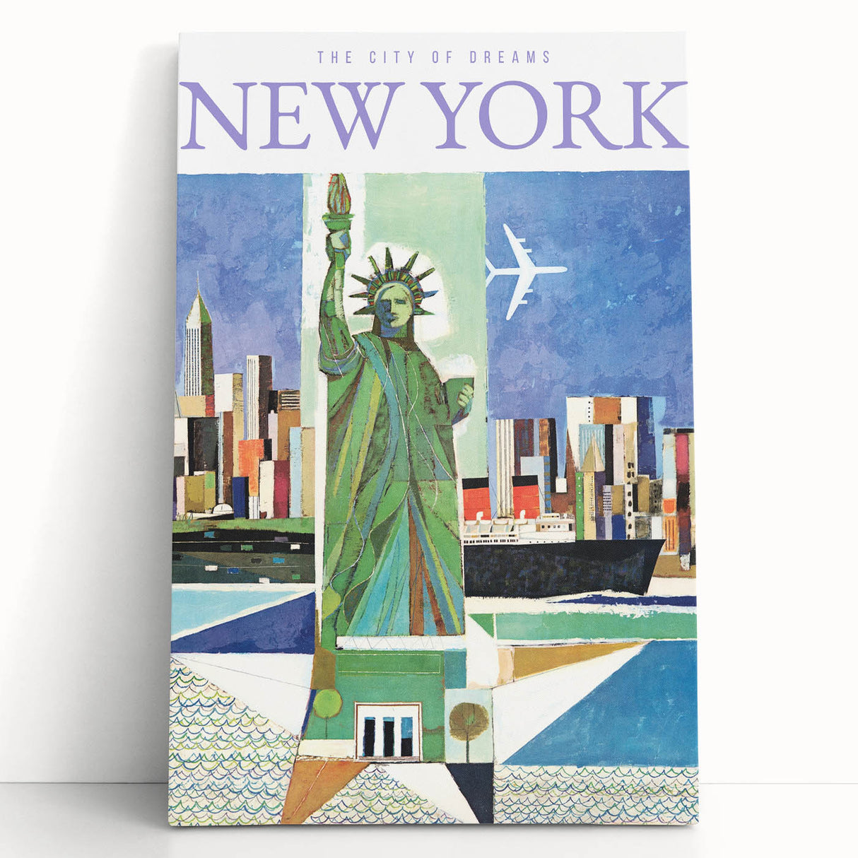 Vintage New York Travel Poster | Statue of Liberty & Cityscape Art