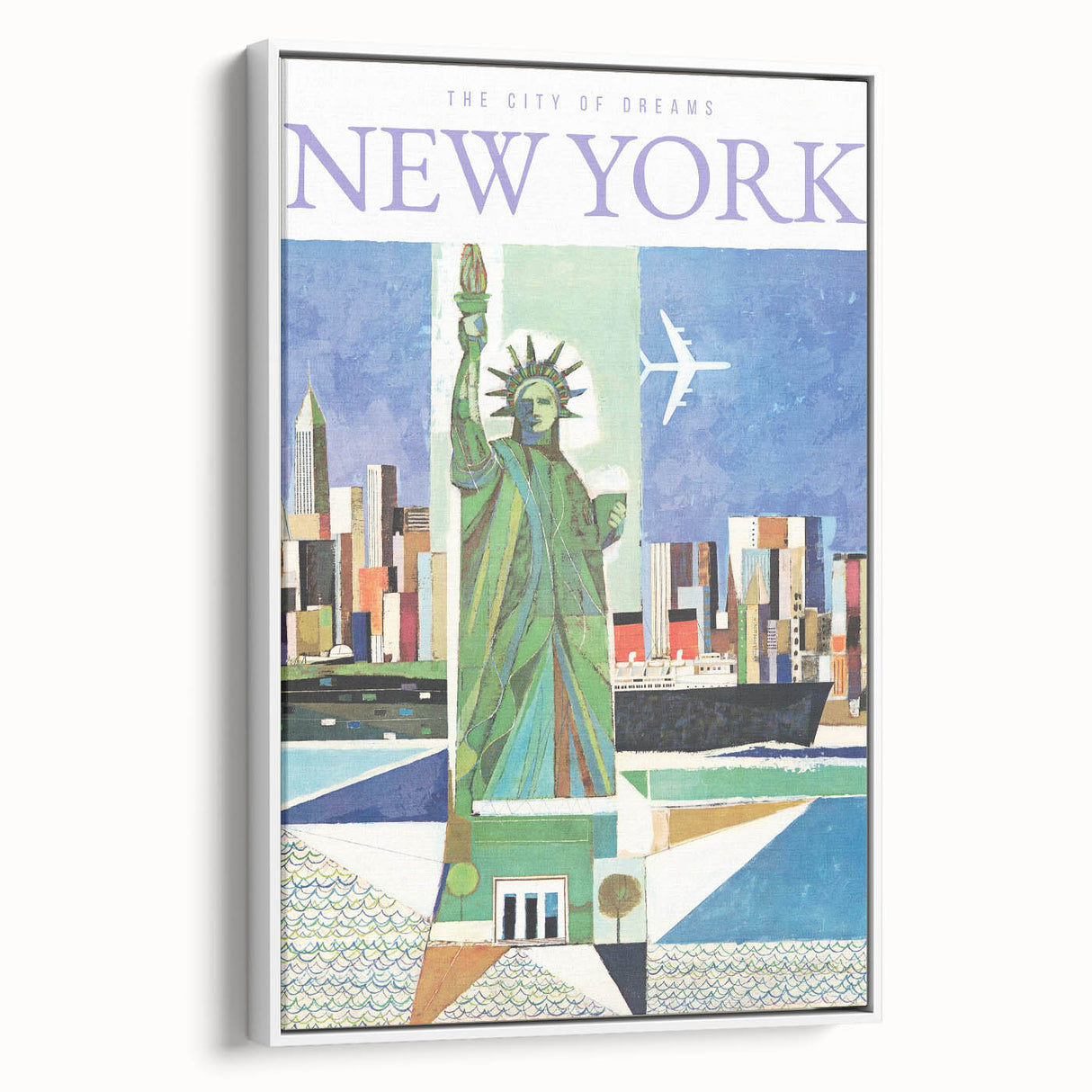 Vintage New York Travel Poster | Statue of Liberty & Cityscape Art