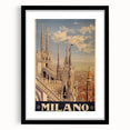 Vintage Milano Travel Poster | Duomo Cathedral & Cityscape Art
