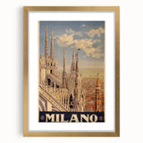 Vintage Milano Travel Poster | Duomo Cathedral & Cityscape Art