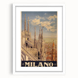 Vintage Milano Travel Poster | Duomo Cathedral & Cityscape Art
