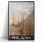 Vintage Milano Travel Poster | Duomo Cathedral & Cityscape Art