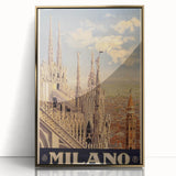 Vintage Milano Travel Poster | Duomo Cathedral & Cityscape Art
