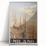 Vintage Milano Travel Poster | Duomo Cathedral & Cityscape Art