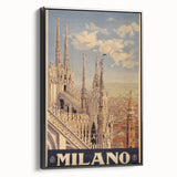 Vintage Milano Travel Poster | Duomo Cathedral & Cityscape Art