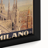 Vintage Milano Travel Poster | Duomo Cathedral & Cityscape Art