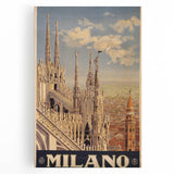 Vintage Milano Travel Poster | Duomo Cathedral & Cityscape Art