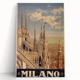 Vintage Milano Travel Poster | Duomo Cathedral & Cityscape Art