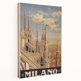 Vintage Milano Travel Poster | Duomo Cathedral & Cityscape Art