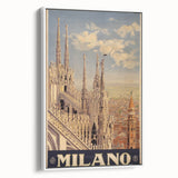 Vintage Milano Travel Poster | Duomo Cathedral & Cityscape Art