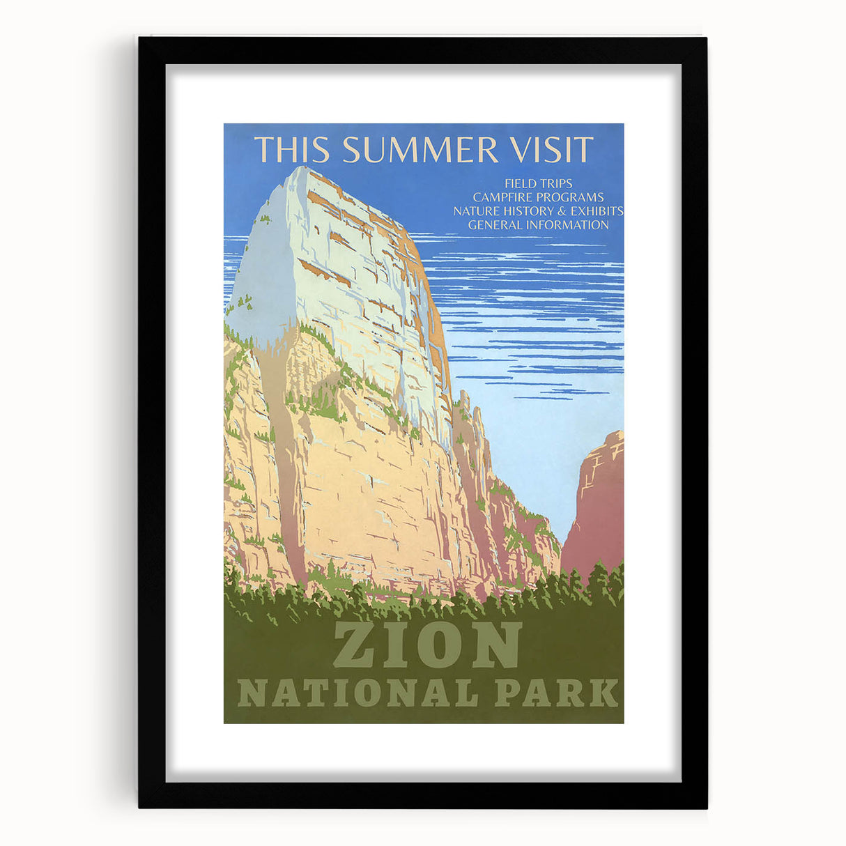 Vintage Zion National Park Poster | Explore Zion Cliffs & Trails