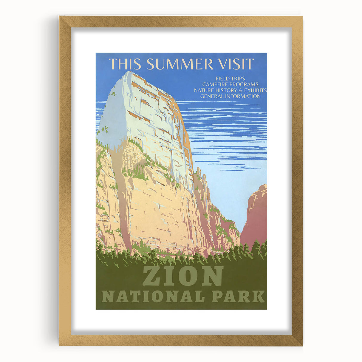 Vintage Zion National Park Poster | Explore Zion Cliffs & Trails