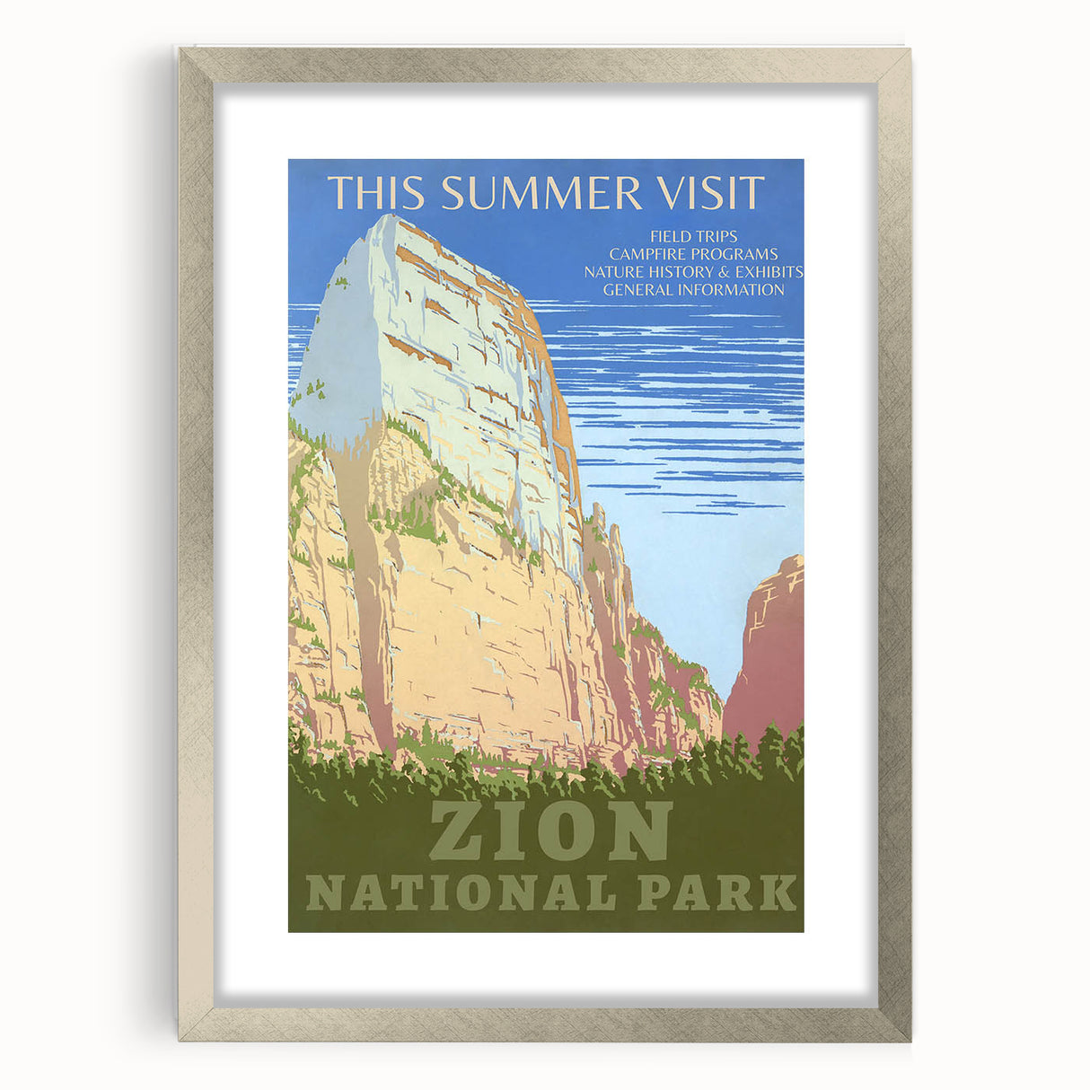 Vintage Zion National Park Poster | Explore Zion Cliffs & Trails