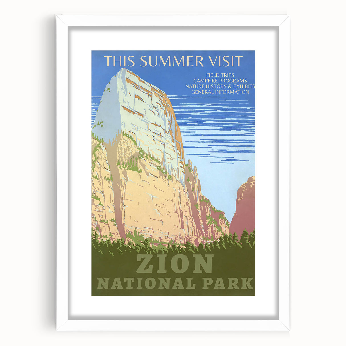 Vintage Zion National Park Poster | Explore Zion Cliffs & Trails