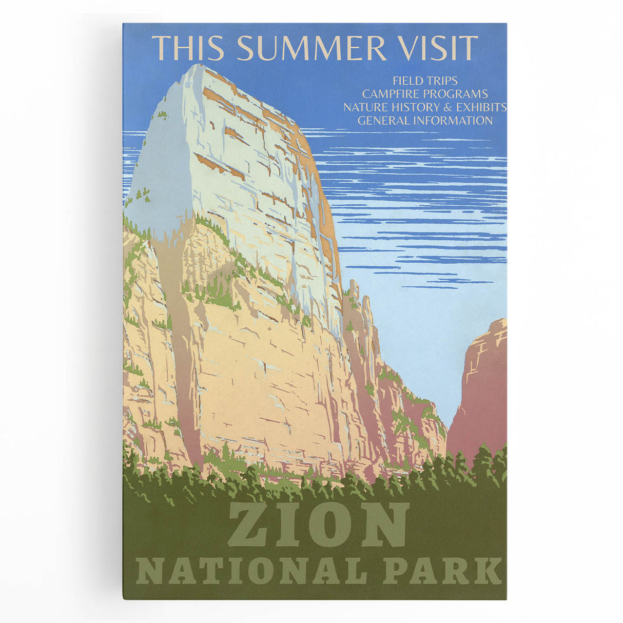 Vintage Zion National Park Poster | Explore Zion Cliffs & Trails