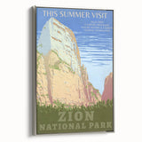 Vintage Zion National Park Poster | Explore Zion Cliffs & Trails