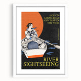 River Sightseeing Vintage Travel Poster - Retro Row-Boat Art
