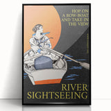 River Sightseeing Vintage Travel Poster - Retro Row-Boat Art
