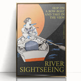 River Sightseeing Vintage Travel Poster - Retro Row-Boat Art