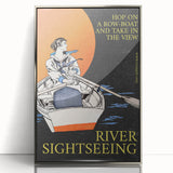 River Sightseeing Vintage Travel Poster - Retro Row-Boat Art