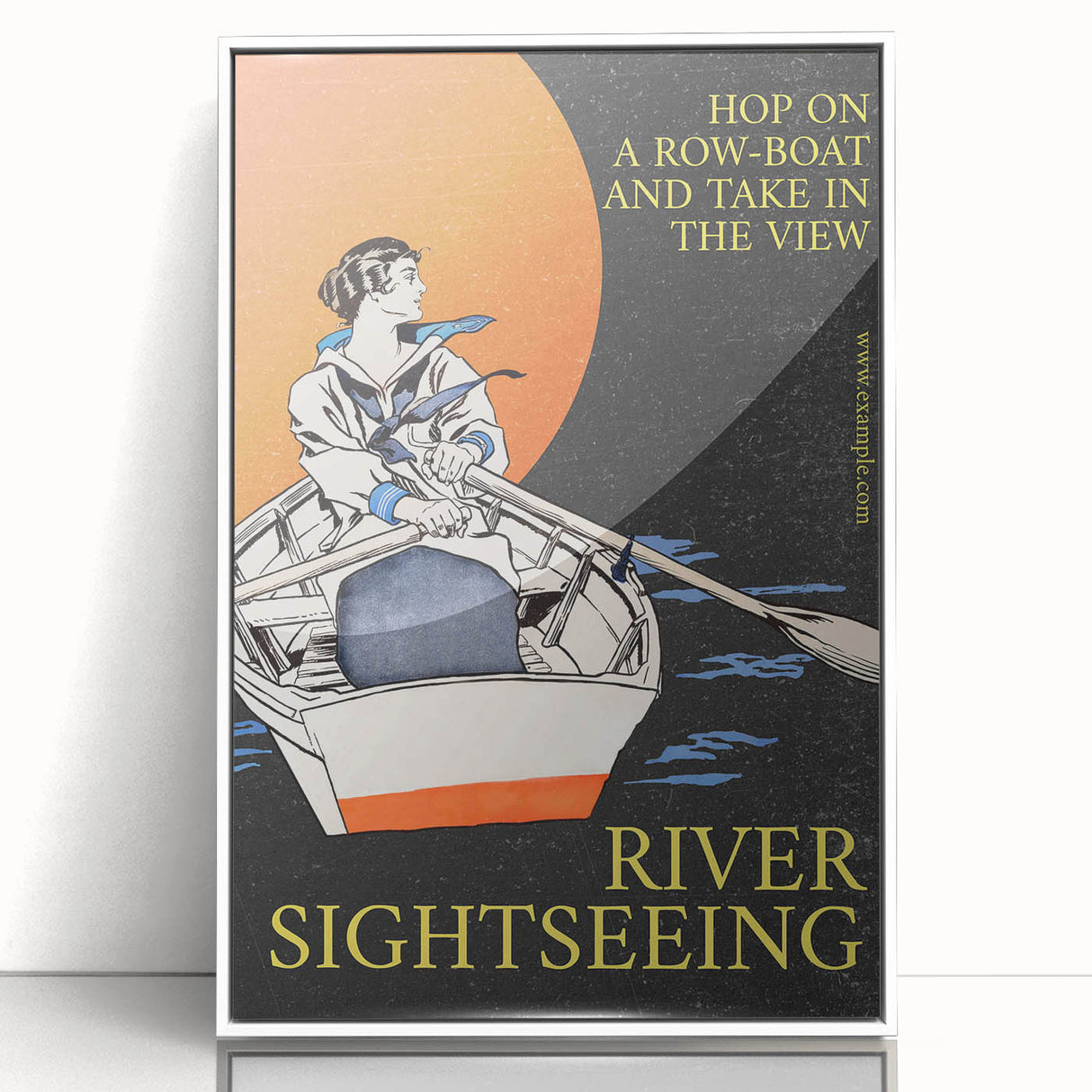 River Sightseeing Vintage Travel Poster - Retro Row-Boat Art