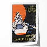 River Sightseeing Vintage Travel Poster - Retro Row-Boat Art
