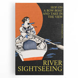 River Sightseeing Vintage Travel Poster - Retro Row-Boat Art