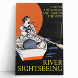 River Sightseeing Vintage Travel Poster - Retro Row-Boat Art