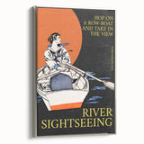 River Sightseeing Vintage Travel Poster - Retro Row-Boat Art