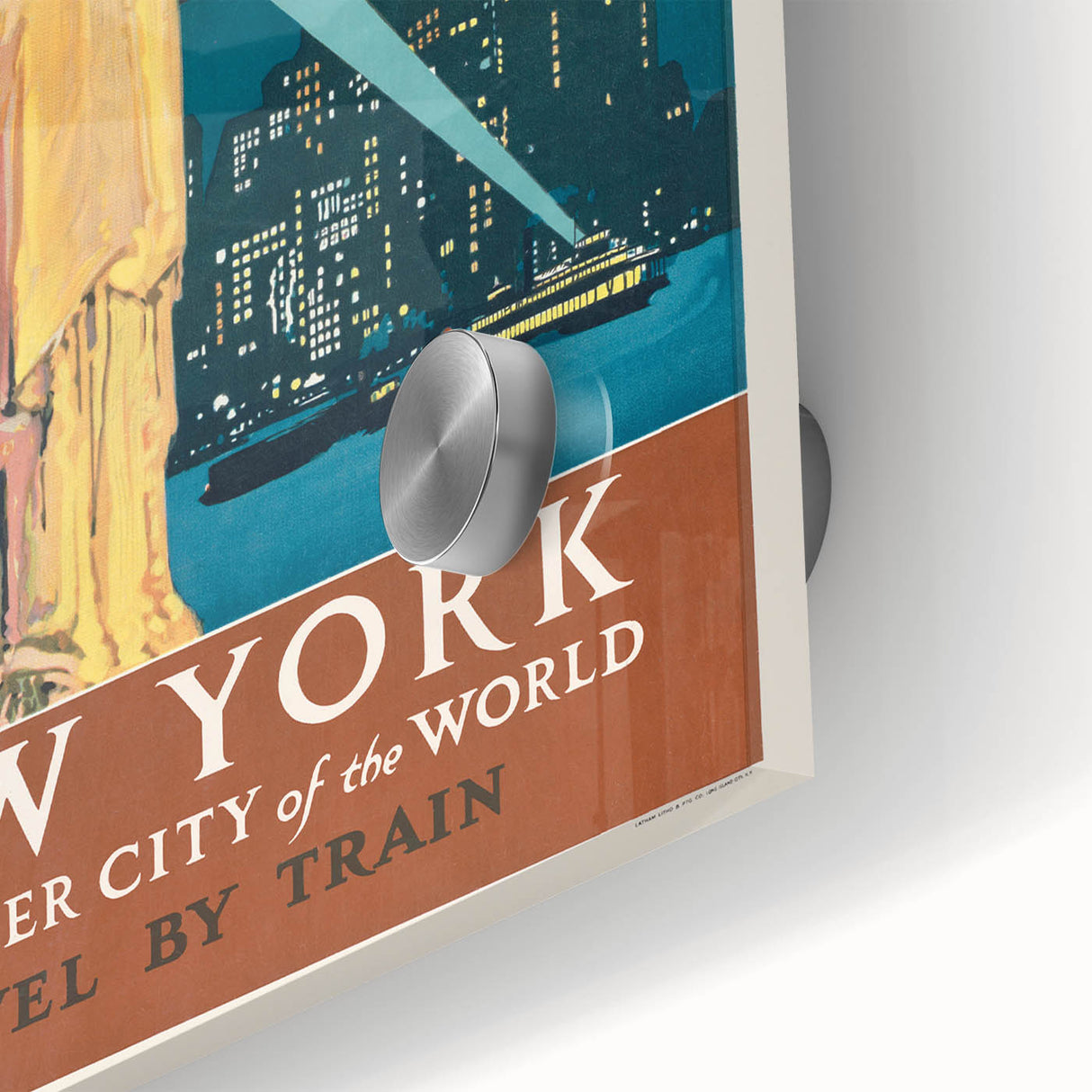 New York Vintage Travel Poster - Retro Statue of Liberty Art