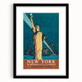 New York Vintage Travel Poster - Retro Statue of Liberty Art