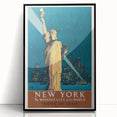 New York Vintage Travel Poster - Retro Statue of Liberty Art