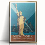 New York Vintage Travel Poster - Retro Statue of Liberty Art