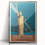 New York Vintage Travel Poster - Retro Statue of Liberty Art