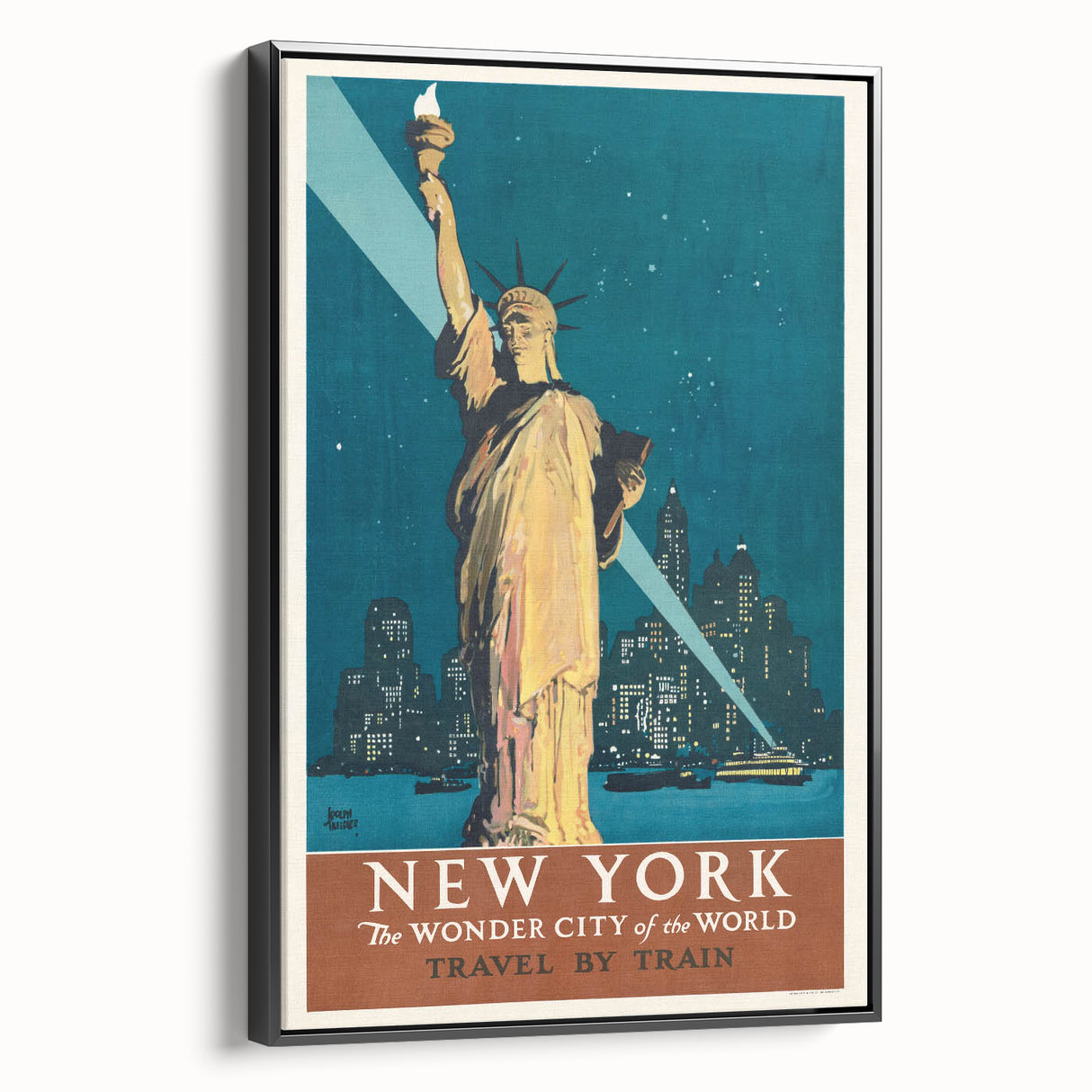 New York Vintage Travel Poster - Retro Statue of Liberty Art