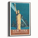 New York Vintage Travel Poster - Retro Statue of Liberty Art
