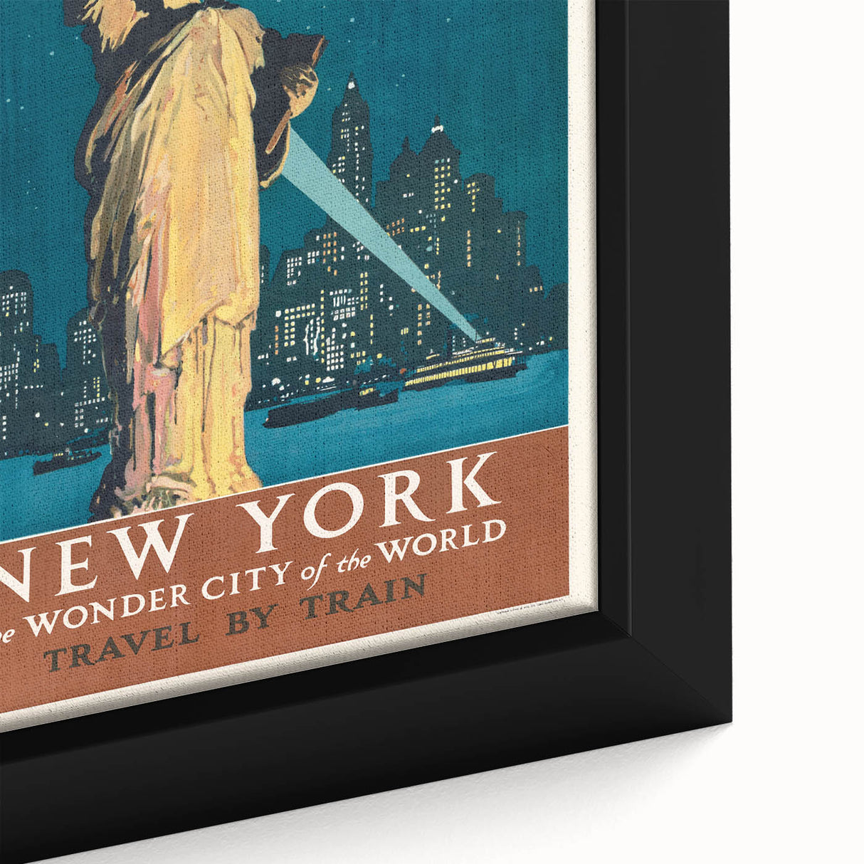 New York Vintage Travel Poster - Retro Statue of Liberty Art