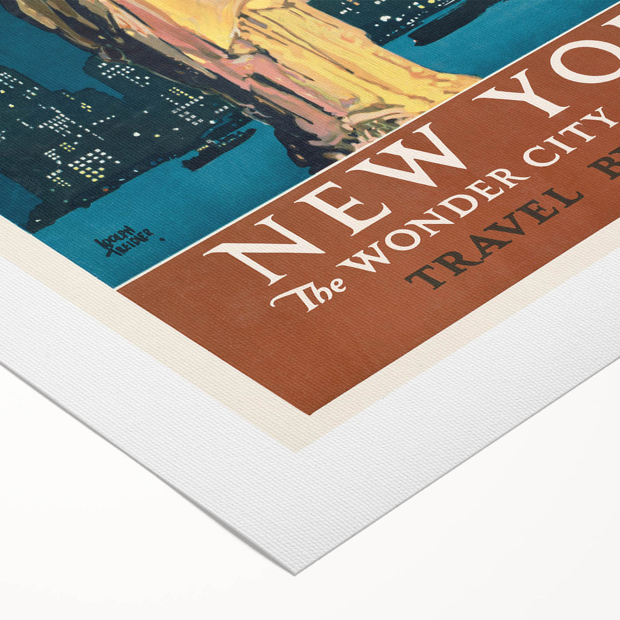 New York Vintage Travel Poster - Retro Statue of Liberty Art