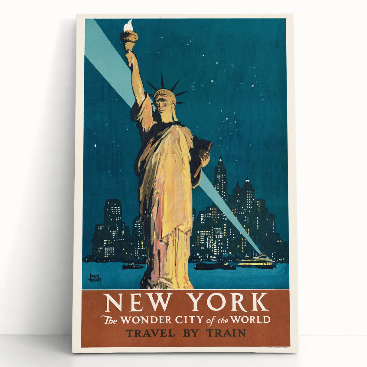 New York Vintage Travel Poster - Retro Statue of Liberty Art