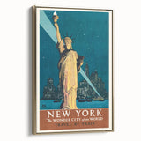 New York Vintage Travel Poster - Retro Statue of Liberty Art